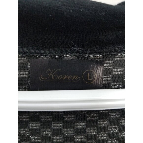 Koren Zippered Vest Checkered Color Block Pattern Collar Button Details Sz Large - Picture 2 of 6